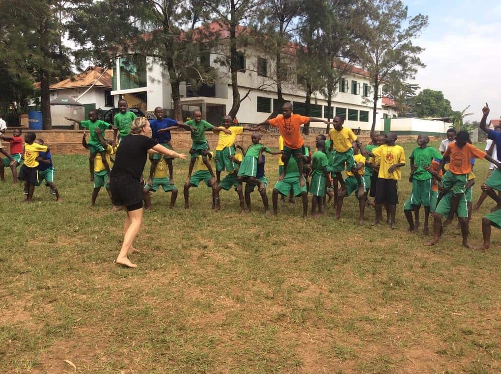 Gymnastics workshop with Cecilie and Nicoline at St. Peters Primary School, Kampala, Uganda for a week