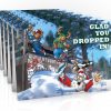 sakteboard christmas card santa in half pipe 6 card pack