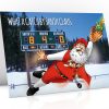 baseball christmas card with santa making a great catch single card