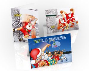 backetball christmas card mixed designs 3 card pack