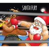 boxing christmas card santa fury knocking out rudolph single card
