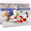 football christmas card santa goal keeper single card