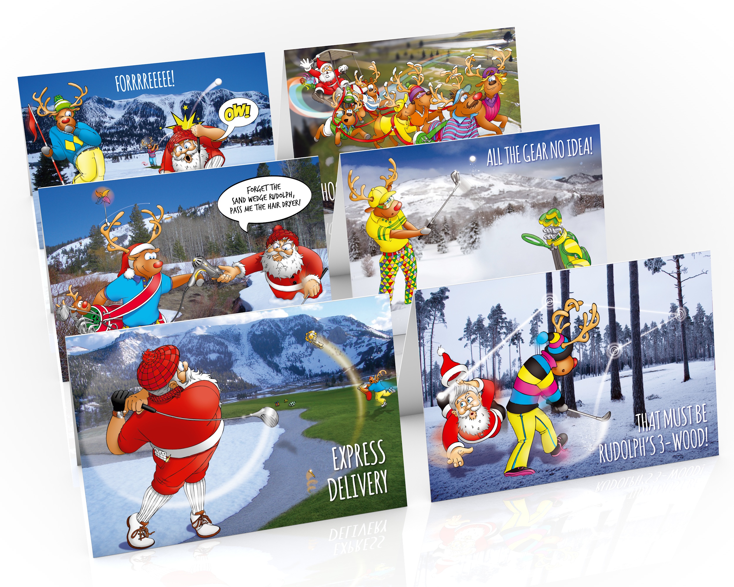 golf christmas cards 6 card pack