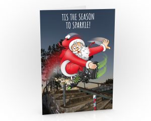 inline skate christmas card santa grinding single card
