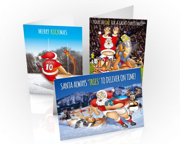 rugby chrisitmas cards mixed pack 3