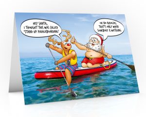 stand up paddleboard christmas card sit down design single card