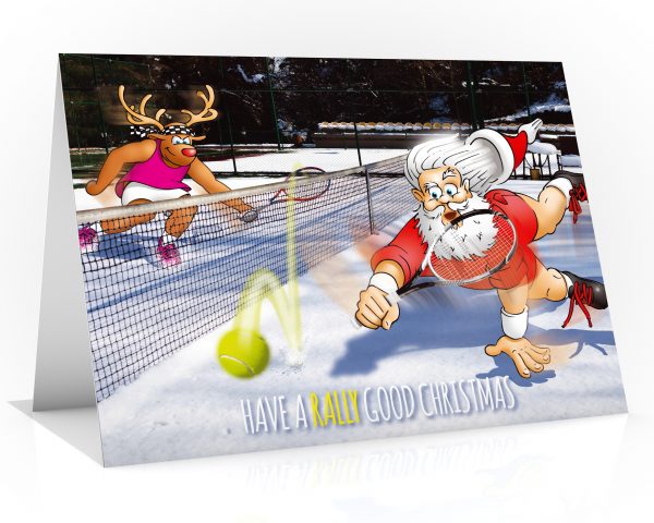 tennis christmas card rudolph drop shot