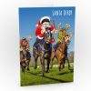 horse racing christmas card santa leading the race single card