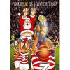 rugby christmas card santa jumping in line out single card