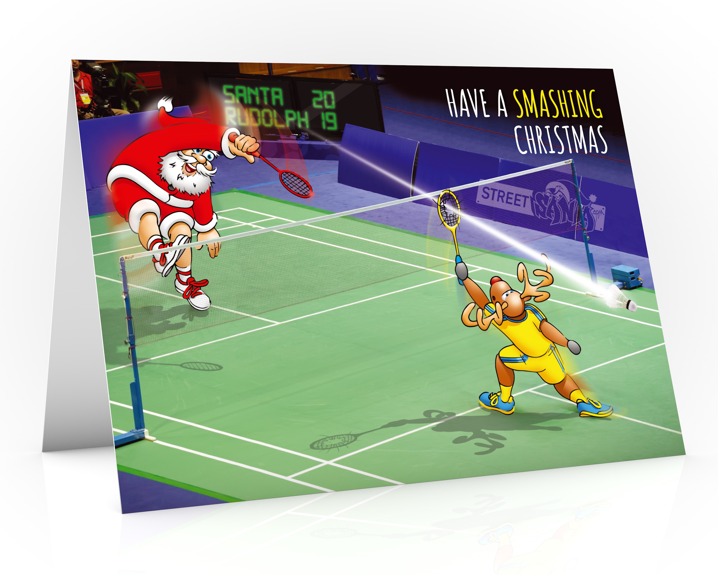 Badminton Christmas card | Have a smashing Christmas - STREET SANTA