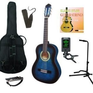 MSA C9L kinder/jeugd-gitaar klassiek 3/4, blauw, met starterset plus, voor linkshandigen