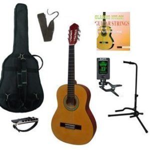 MSA C7L kinder/jeugd-gitaar klassiek 3/4, naturel glans, met starterset plus, voor linkshandigen