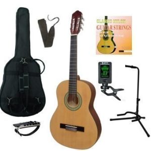 MSA C8L kinder/jeugd-gitaar klassiek 3/4, naturel mat, met starterset plus, voor linkshandigen