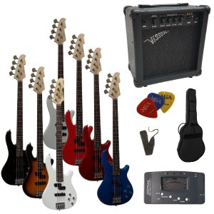 Vision basgitaar met starterset - diverse kleuren