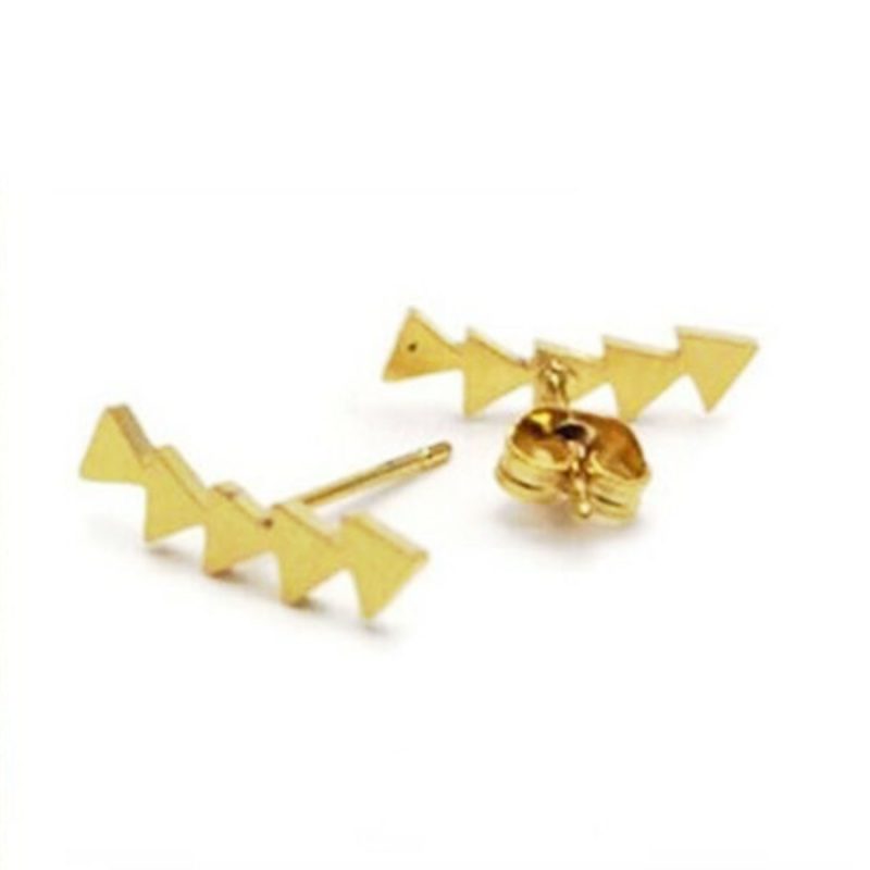 Earrings gold five triangles