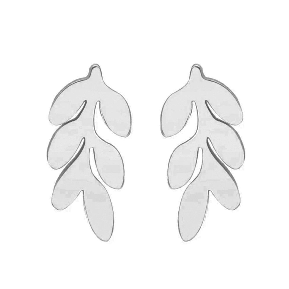 Silvriga örhängen med löv - blad