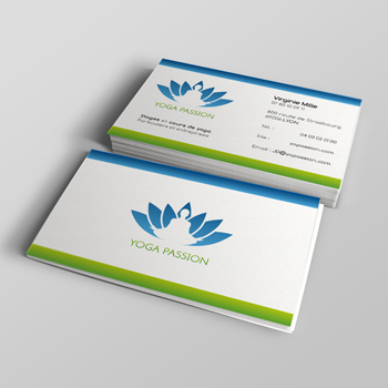 Création Carte de Visite Yoga Passion Cours de yoga - Studio Karma - Graphic designer - Houston Humble Texas