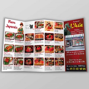 Création Dépliant 4 Volets - Menu Restaurant Asiatique Asian Chinese - Studio Karma - Graphic designer - Houston Humble Texas
