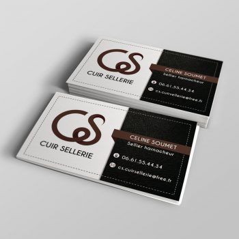 Creation Carte de Visite CS Cuir Sellerie - Equipements chevaux chiens - Studio Karma - Graphic designer - Houston Humble Texas