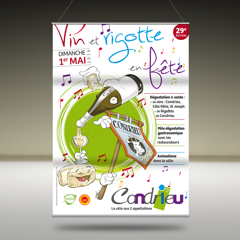 Création Affiche Mairie de Condrieu Vin et Rigotte 2016
