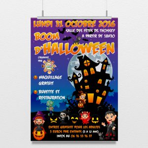 Creation Poster soiree halloween sou des écoles thoissey - Studio Karma - Graphic designer - Houston Humble Texas