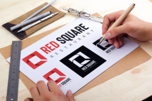 Presentation creation Logo Restaurant Red Square - Studio Karma - Graphic designer - Houston Humble Texas