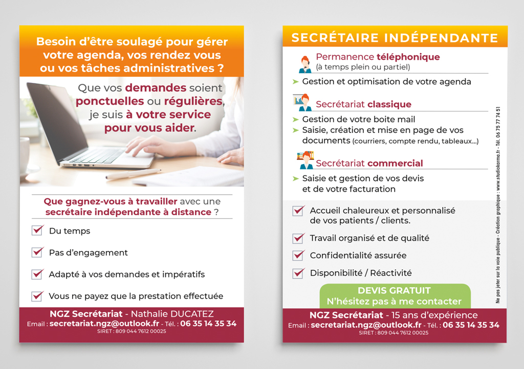 creation Flyer secretaire indépendante - NGZ secretariat - 60 - Oise - Bretigny 3