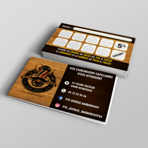 Business Card Design - 5th Avenue Barber Shop Bordeaux 1 - Studio Karma - Graphic designer - Houston Humble Texas