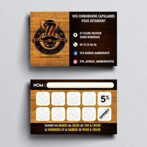 Business Card Design - 5th Avenue Barber Shop Bordeaux 3 - Studio Karma - Graphic designer - Houston Humble Texas