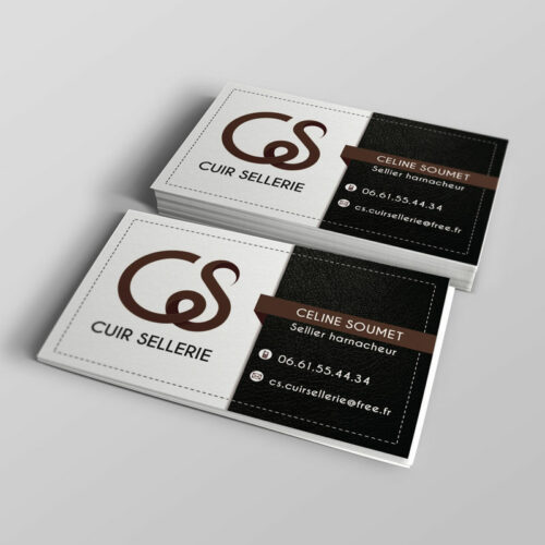 Business Card Design CS Cuir - Leather Saddlery saddle horse harness - Studio Karma - Graphic designer - Houston Humble Texas