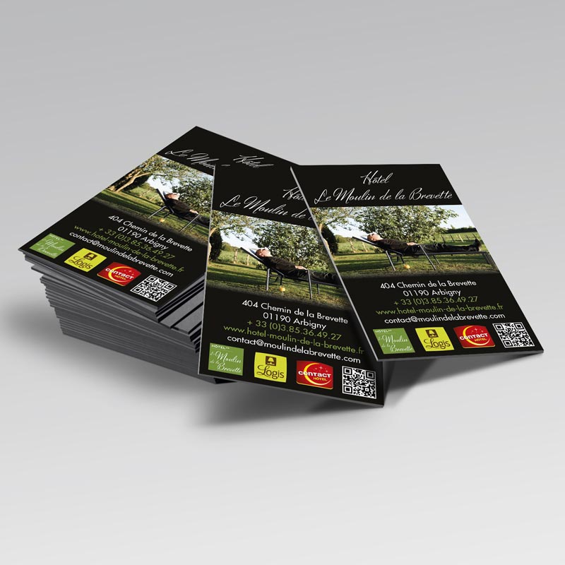 Business Card and Postcard Design Hotel Moulin de la Brevette France