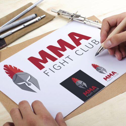 Logo Design MMA Fight Club Presentation Mock up - Studio Karma - Graphic designer - Houston Humble Texas