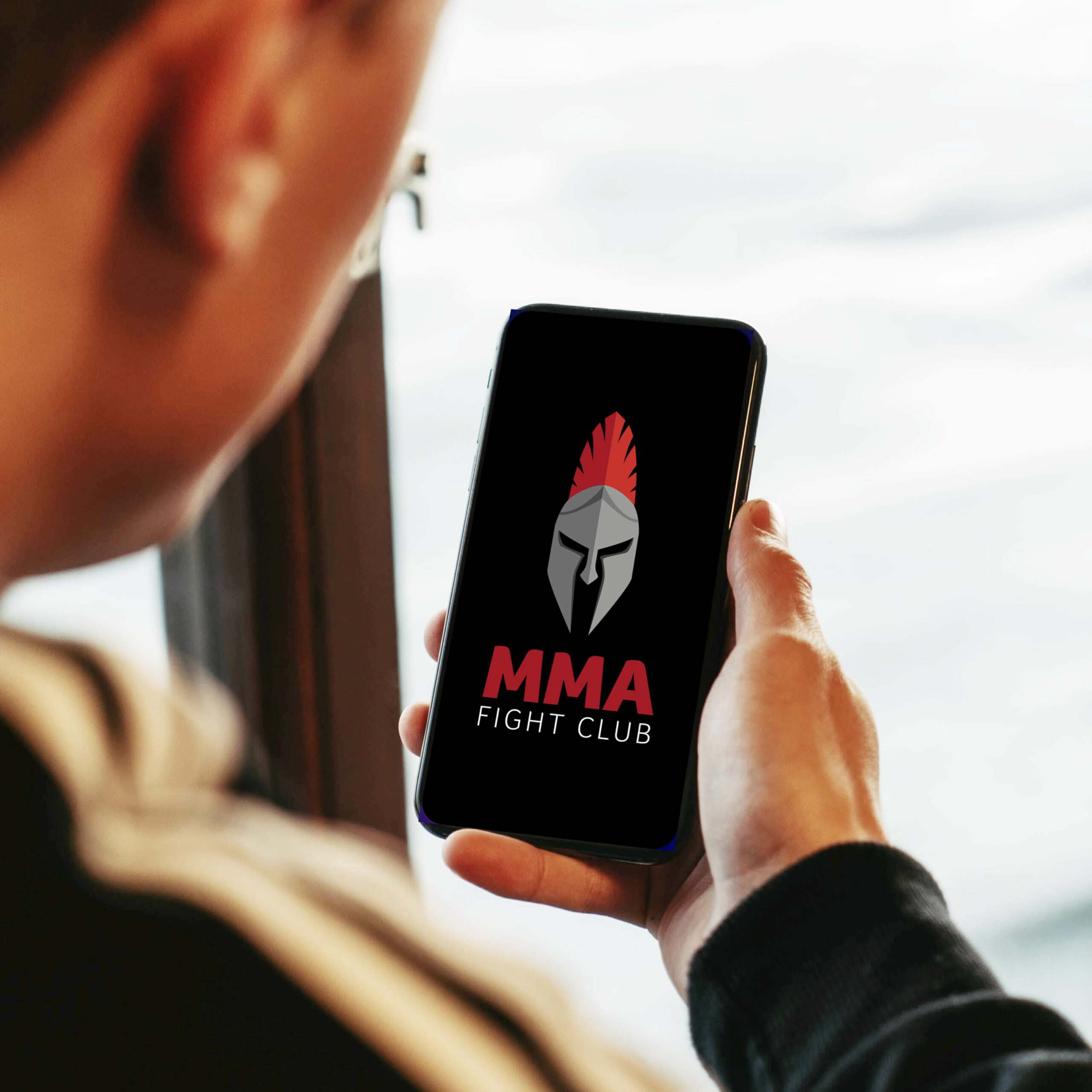 Logo Design MMA Fight Club Phone Display Mock up - Studio Karma - Graphic designer - Houston Humble Texas