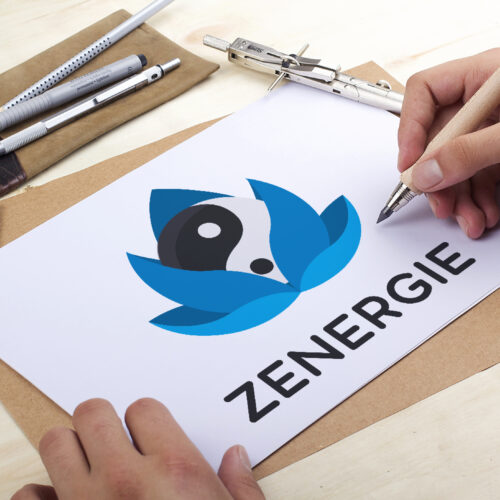 Logo Design ZENERGIE Presentation Mockup - Studio Karma - Graphic designer - Houston Humble Texas