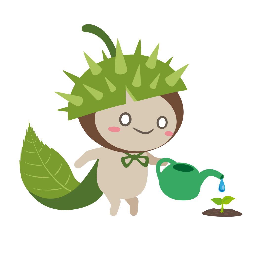 Kokuri-Chan wässert einen Keimling, der grün und saftig aus dem Boden sprießt! So wie Ideen, die Stück für Stück gepflegt und gehegt werden wollen, bis sie verwirklicht sind! 