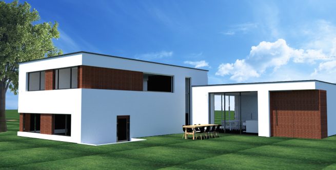 Luxe bungalow hout en stucwerk