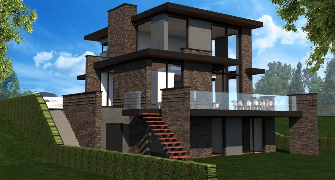 Staalframe villa overstekken 2