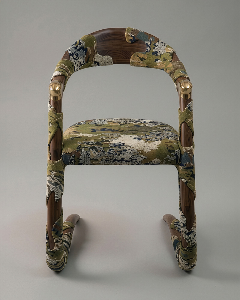 Jardin Dining Armchair with Eden Algues by Studio Romell