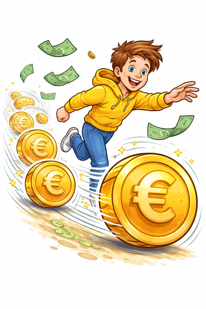 Illustratie bij het spreekwoord: Geld moet rollen