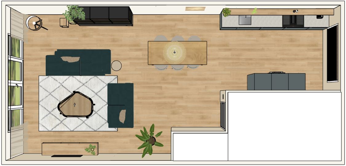 indeling grote woonkamer