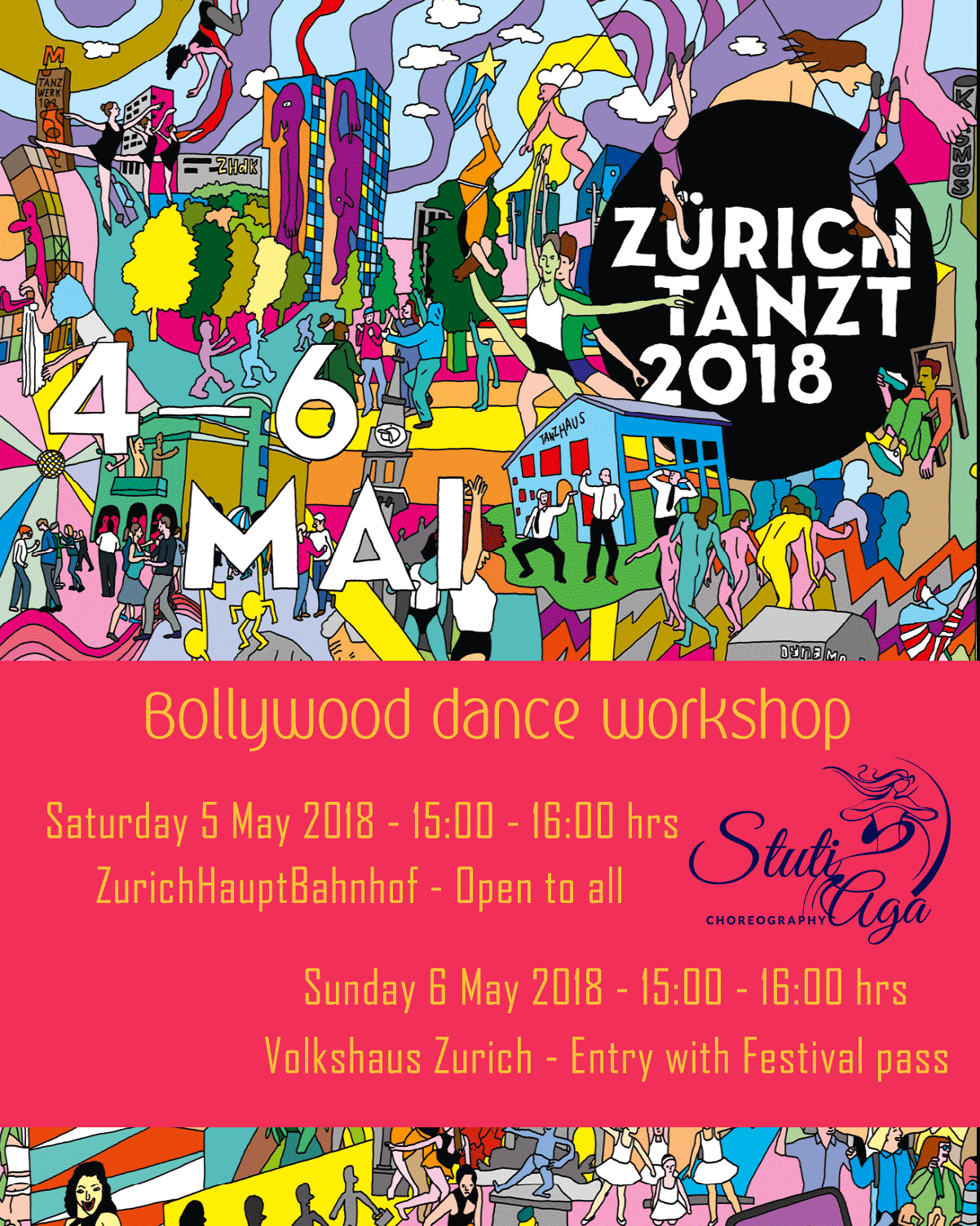 Zuerichtanzt 2019 Bollywood crashkurs with SADC Stuti Aga at Zürich HB
