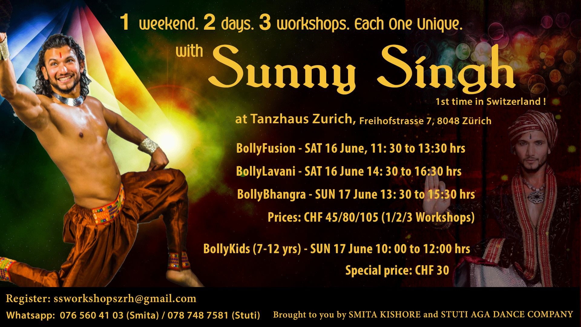Sunny Singh Bollywood dance workshops with SADC Zurich Switzerland 2018