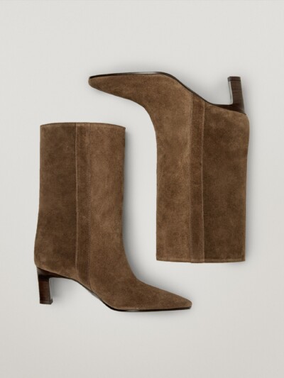 Massimo Dutti - Brown Split Suede Half-High Boots