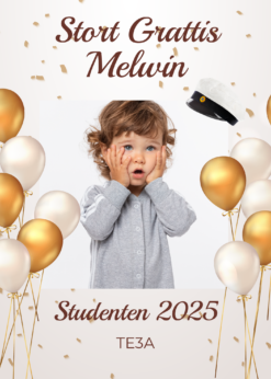 Studentplakat White & Gold ballong