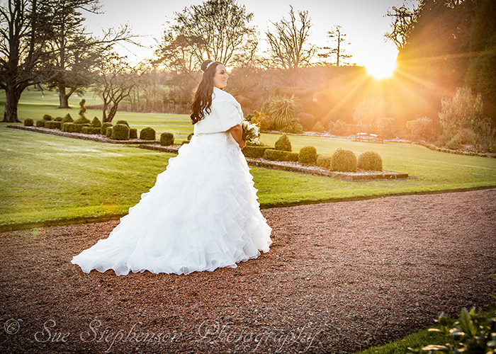 bride in sunset linden hall