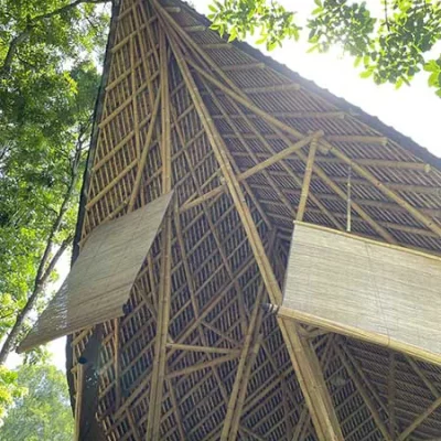 the roof of the bamboo restaurant