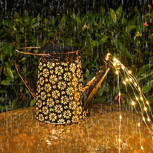 solar watering can with cascading lights