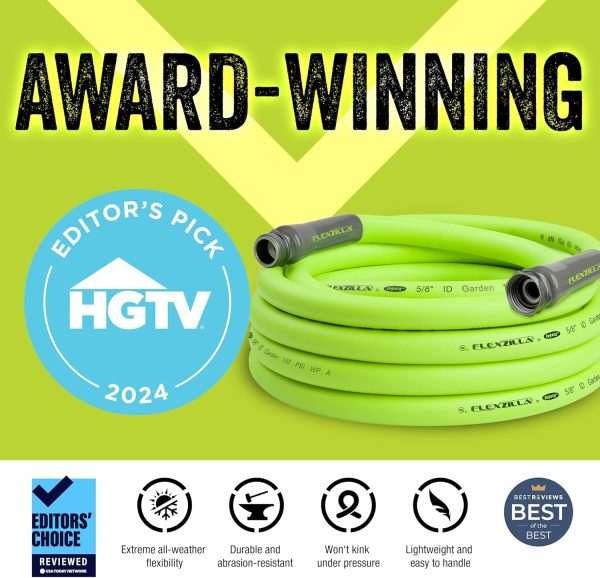 Flexzilla HFZG5100YW Garden Lead-in Hose 5/8 in. x 100 ft, Heavy Duty, Lightweight, Drinking Water Safe, Green - Image 25