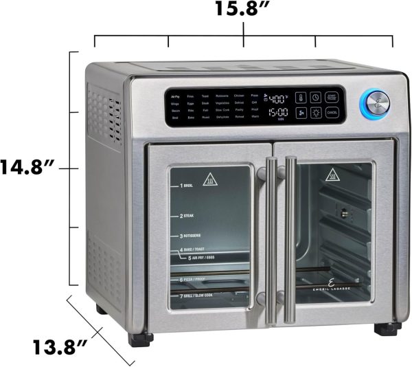 Emeril Lagasse 26 QT Extra Large Air Fryer, Convection Toaster Oven with French Doors, Stainless Steel - Image 3