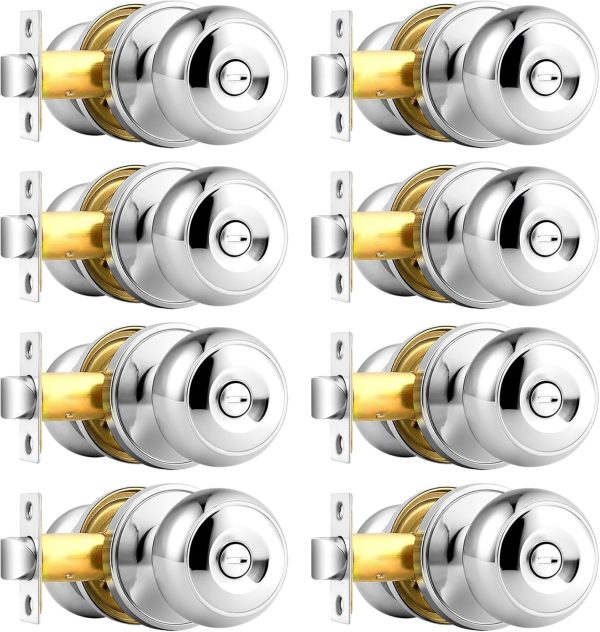 Probrico Privacy Interior Door Knobs Bed and Bath Handles Keyless Sain Nickel Locksets, 6 Pack - Image 84